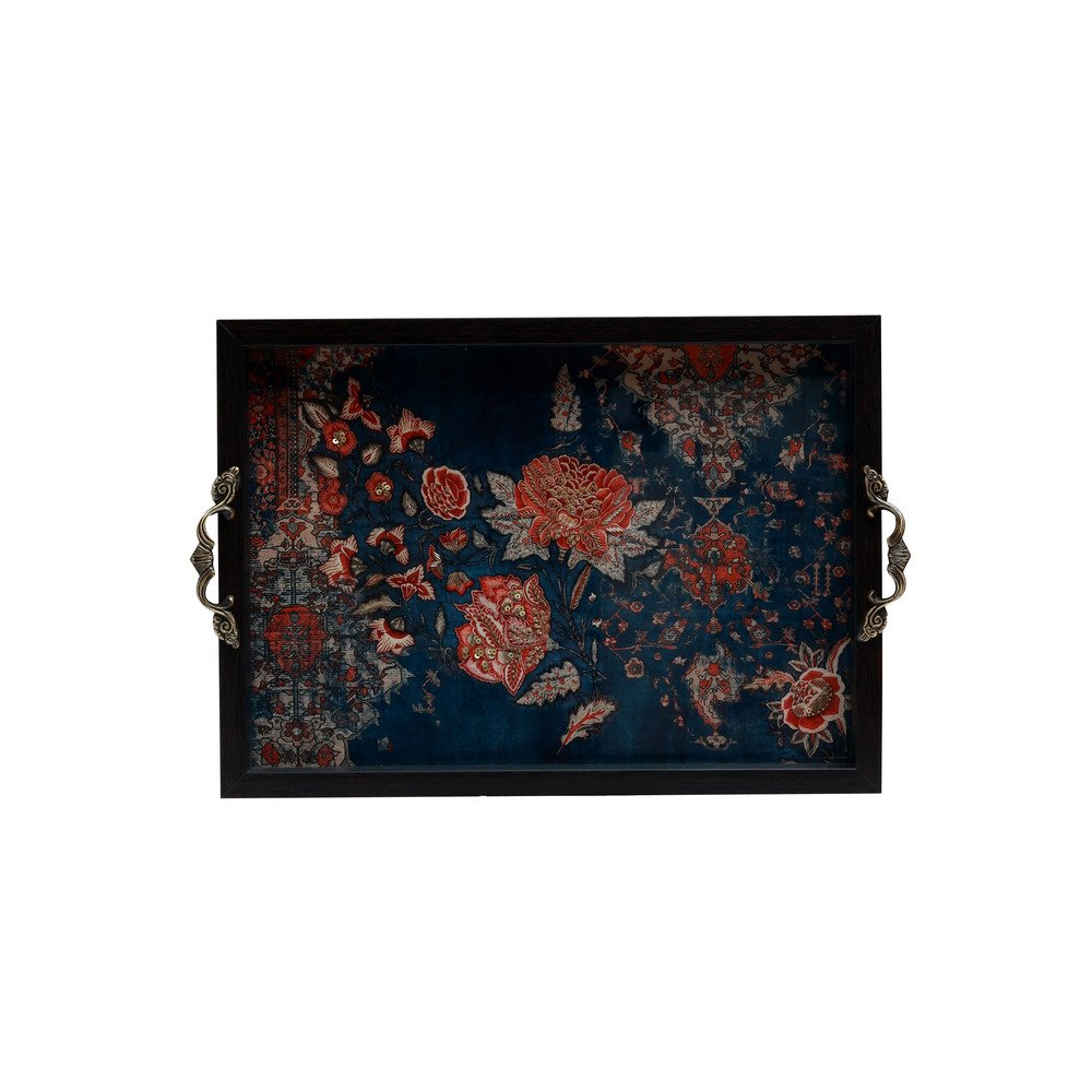 Gulposh Tray - Blue in Wood and Glass