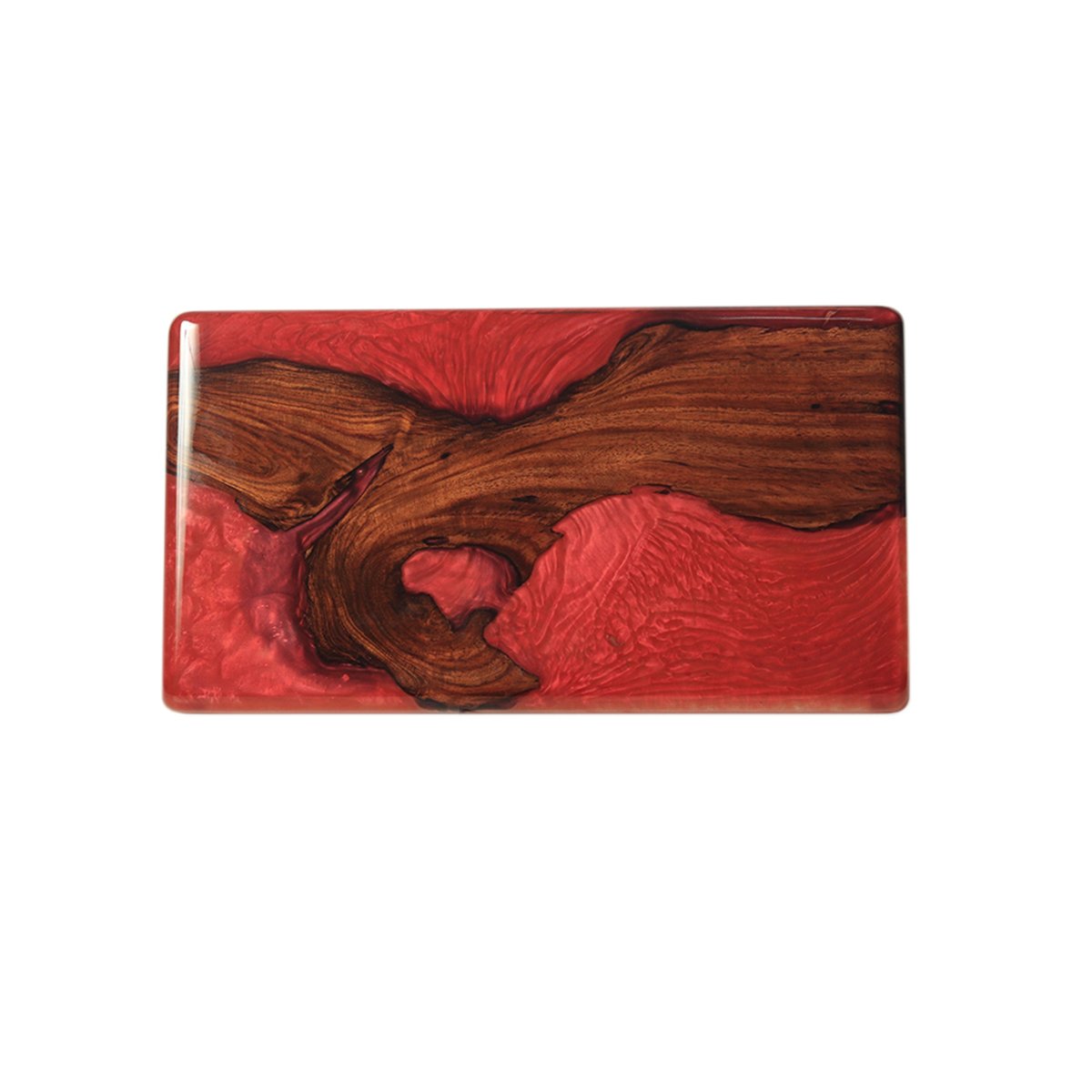 Blush Platter - Red in Wood and Resin