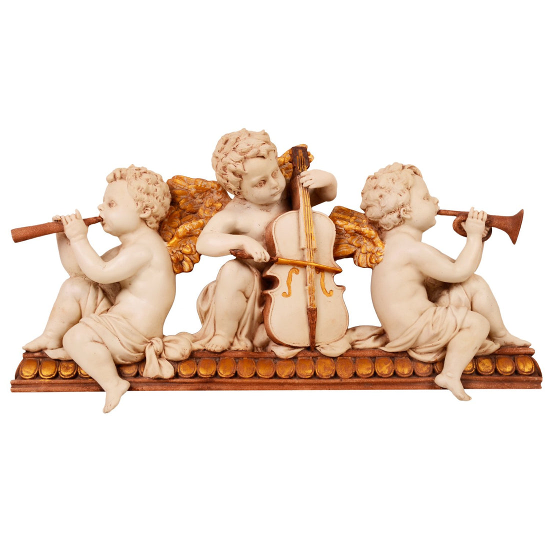 Three Wall Musical Cherubs - Beige in Composite Marble