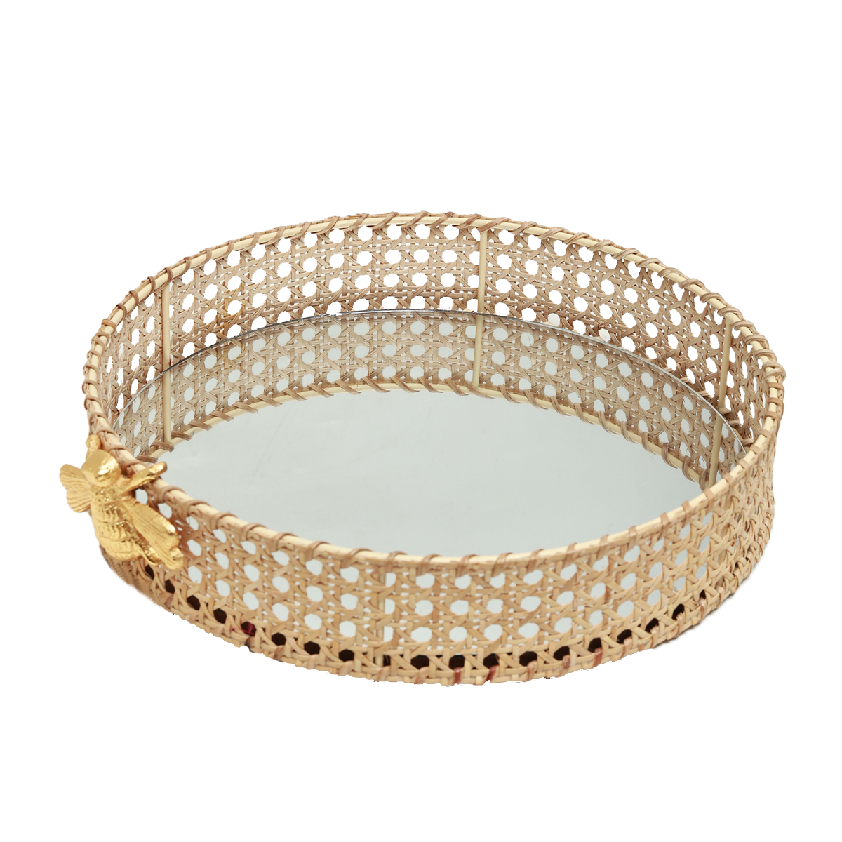Round Tray - Bee Accent in Rattan