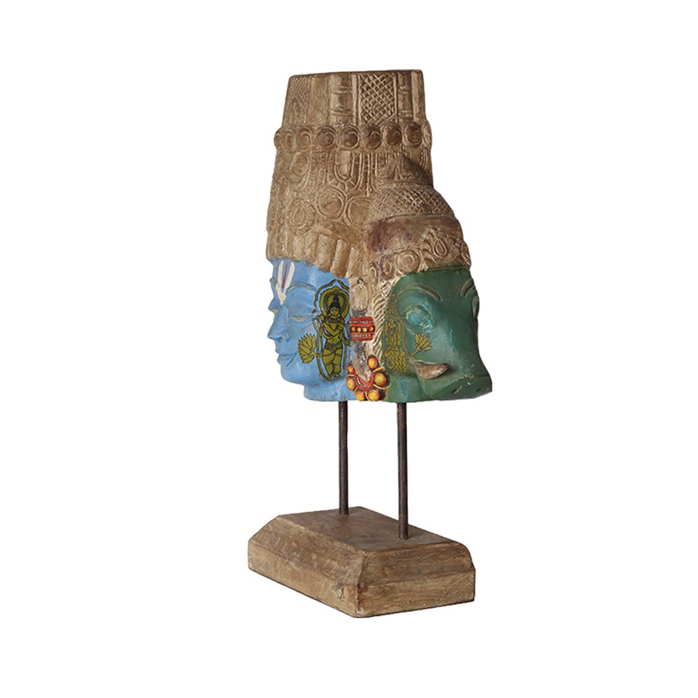 Vishnu Head - Multicolour in Wood and Metal