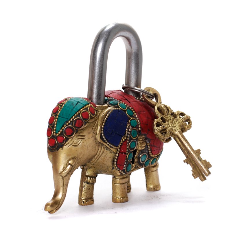 Elephant Lock - Firoza in Brass