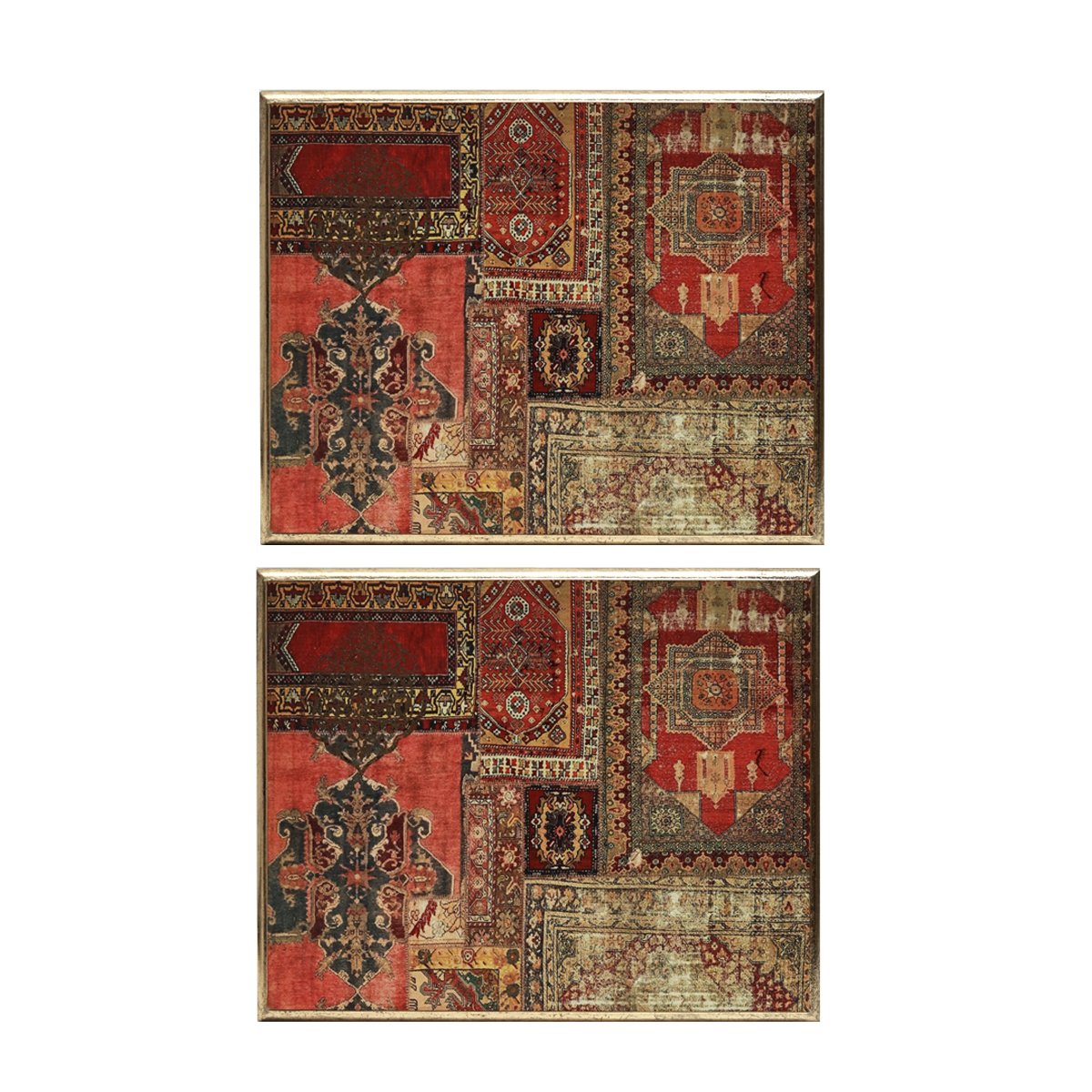Serapi Collage Trivets - Set of Two in Wood