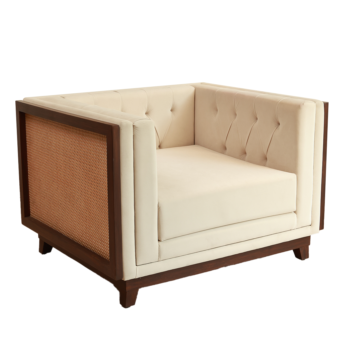 Lawson Sofa - Single Seater in Teak Wood and Rattan