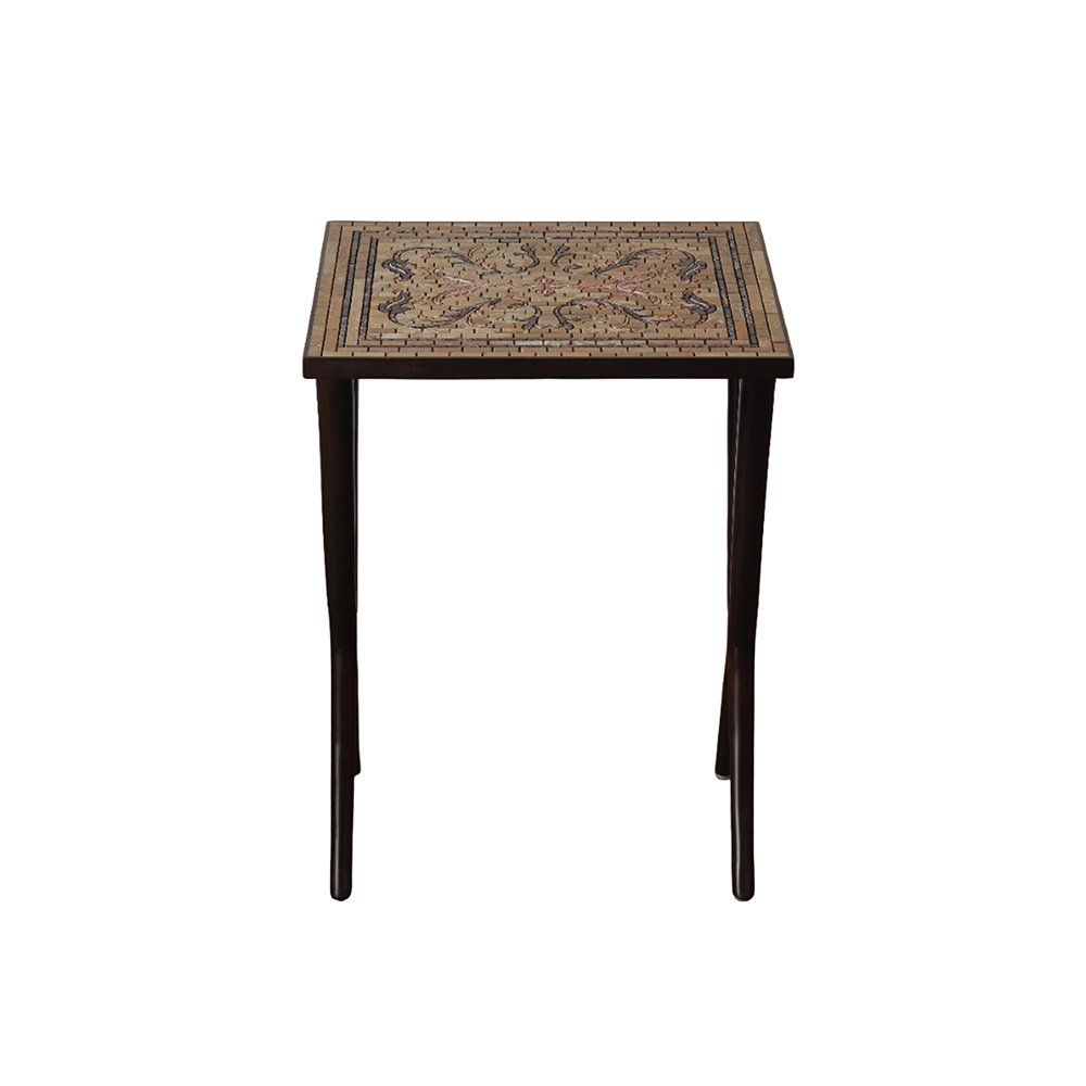 Mosaic Nest of Tables - Set of 3 in Teak Wood