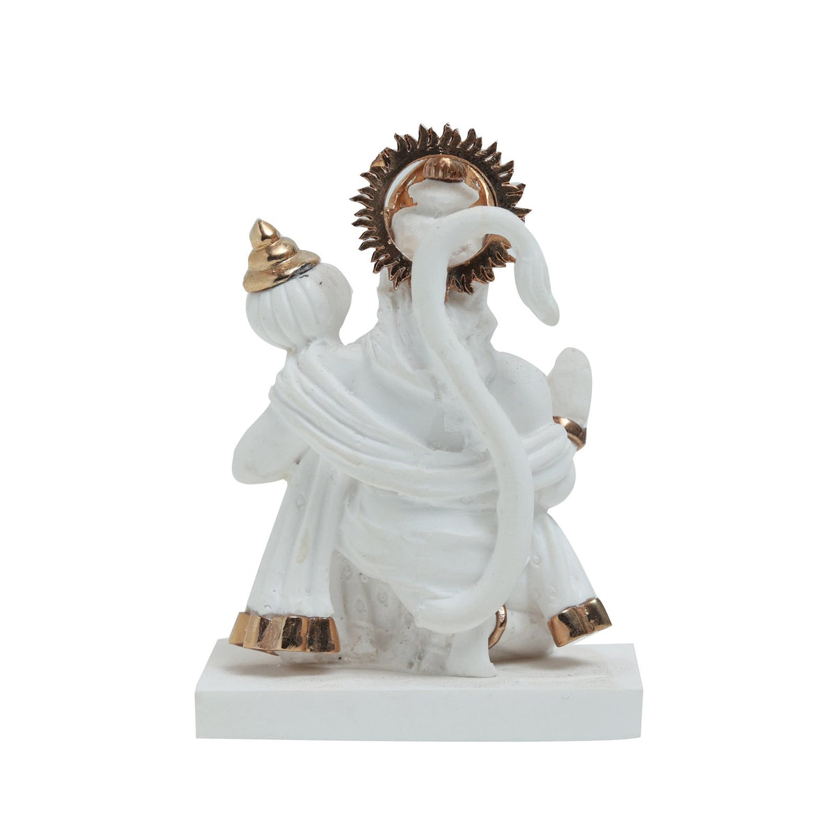 Hanuman Idol - Medium White In Resin and Gold Plated