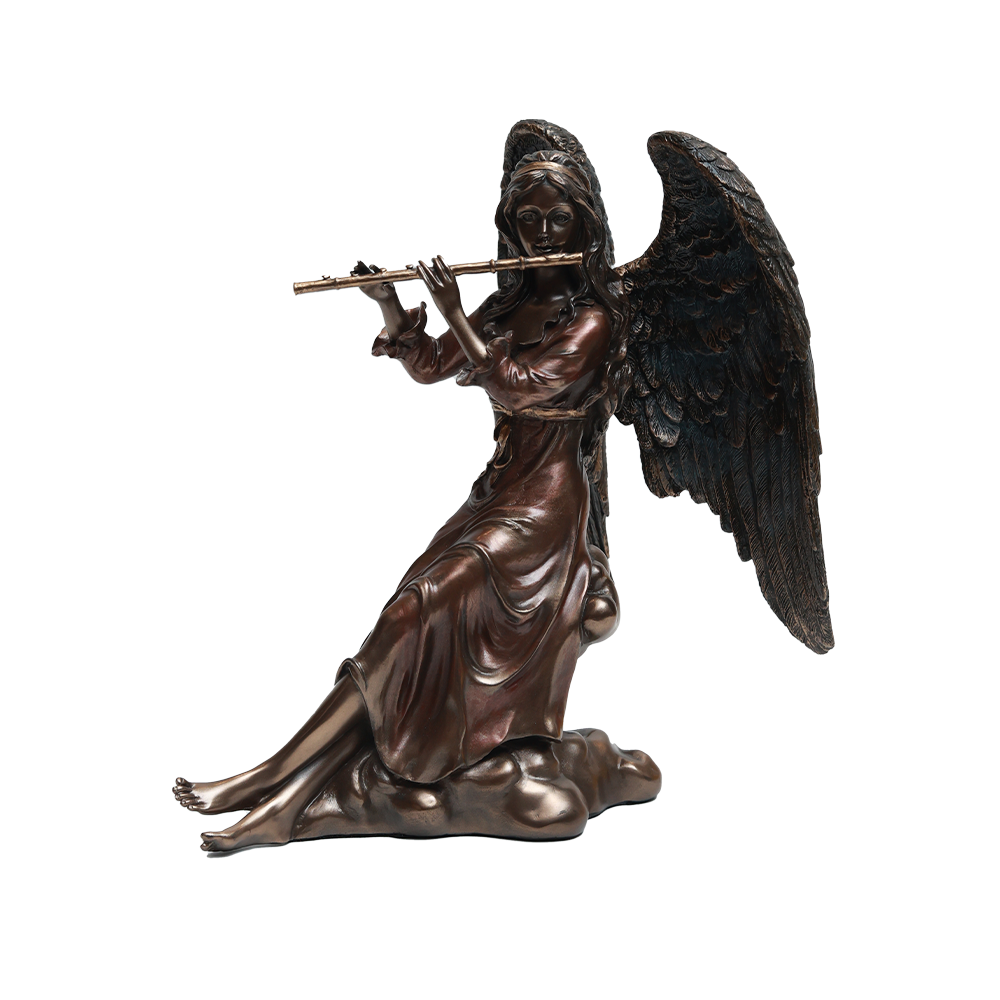 Angel with flute - Gold in Resin