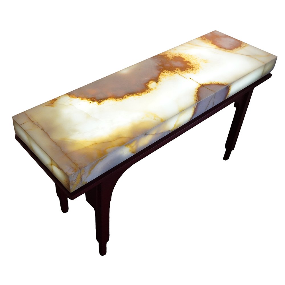 Glow Console - Onyx With Teak Wood