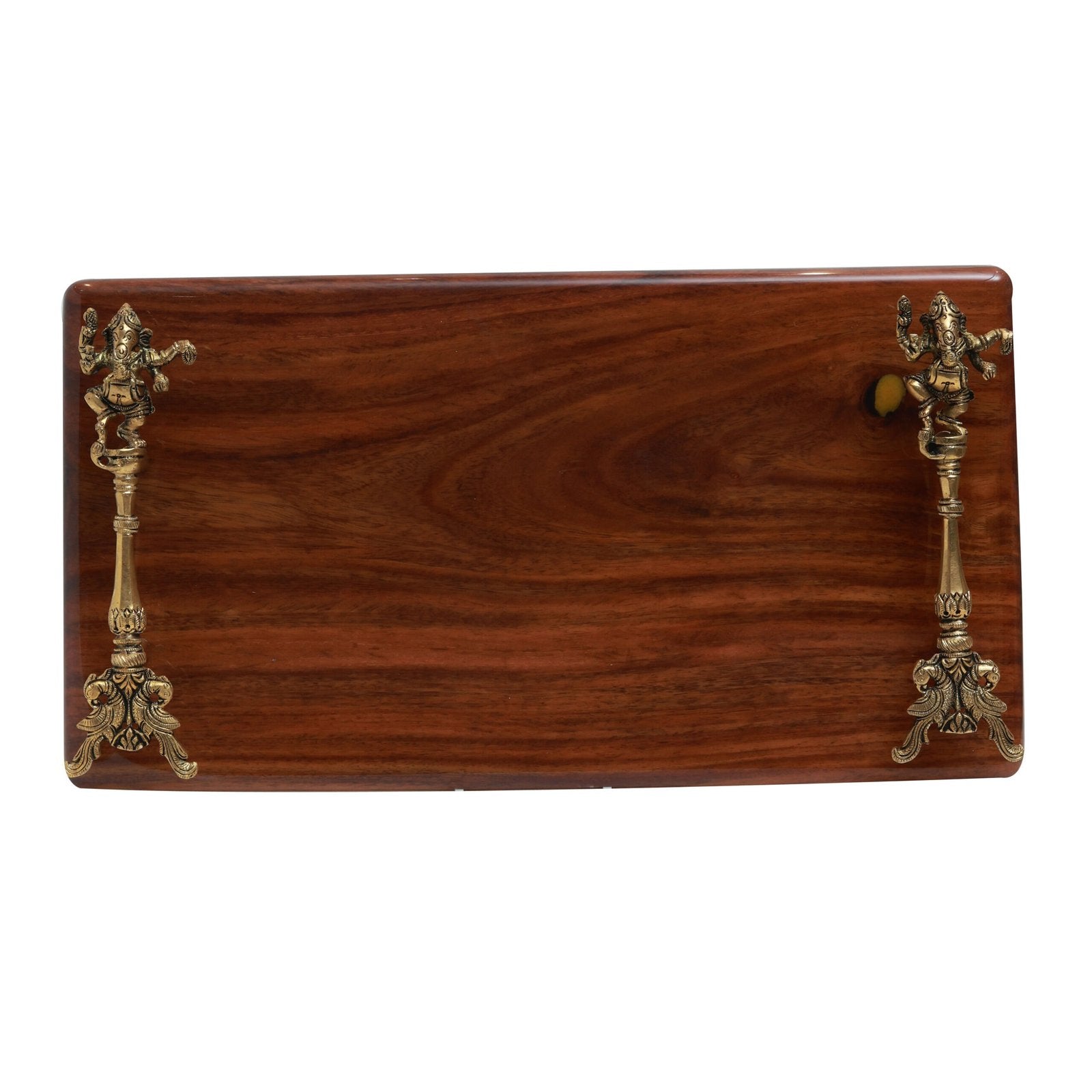 Ganesh Wooden Tray - Wood and Brass