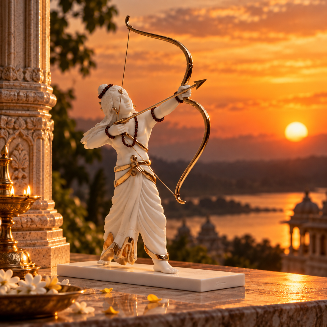 Ram Idol - White in Resin and Gold Plated