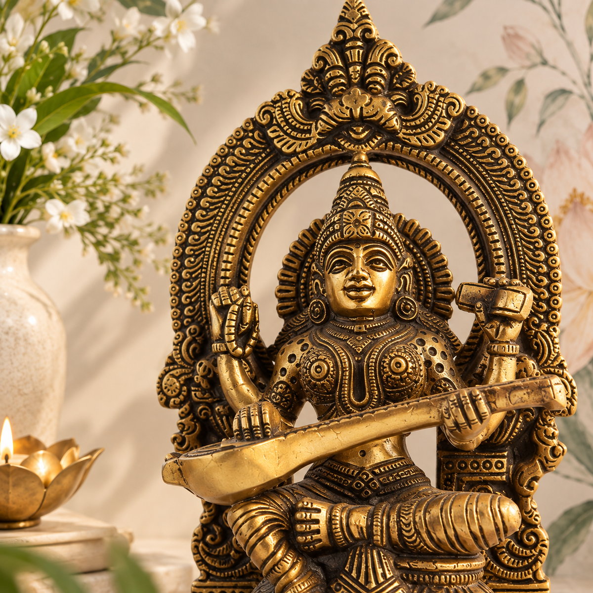 Saraswati Idol - Brass