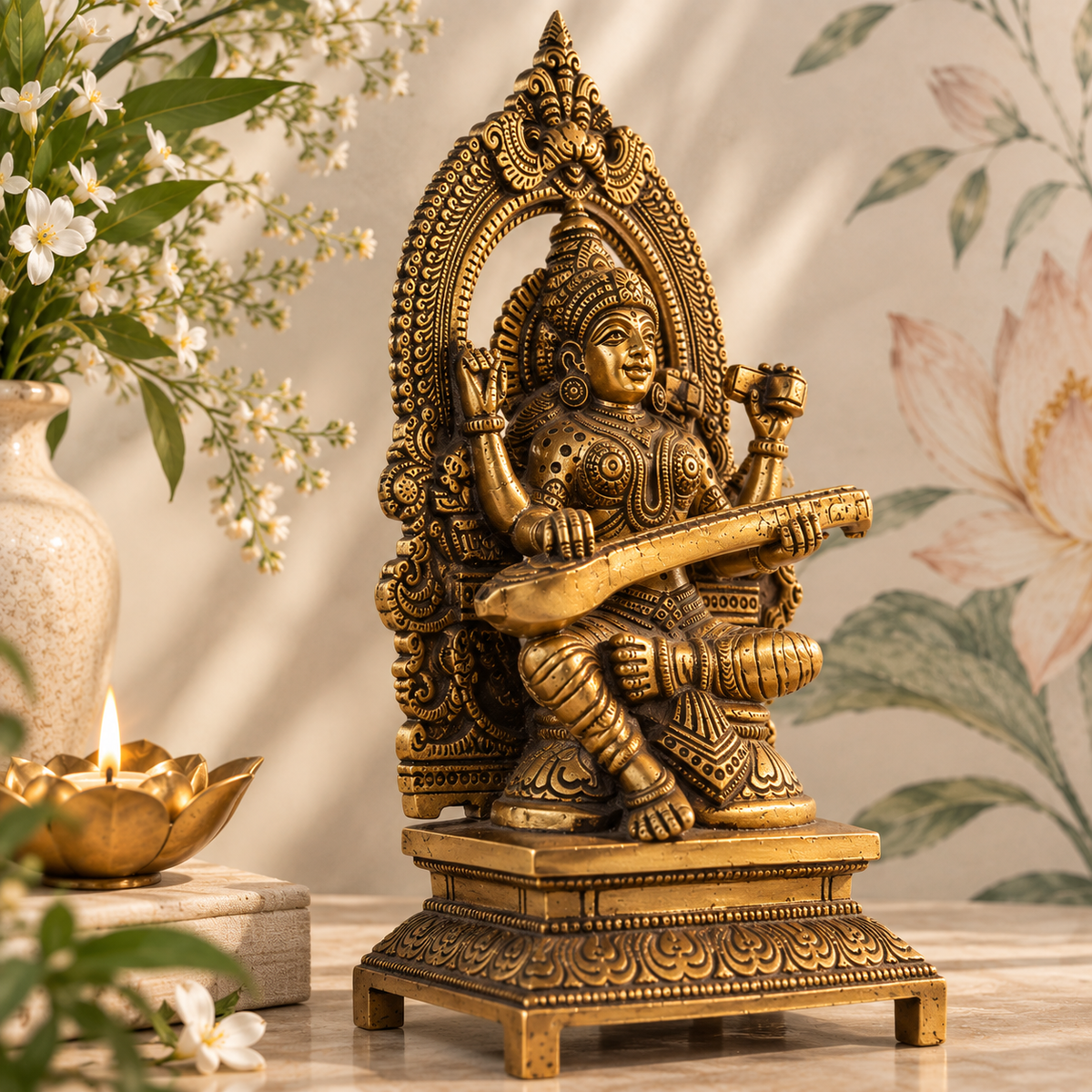 Saraswati Idol - Brass