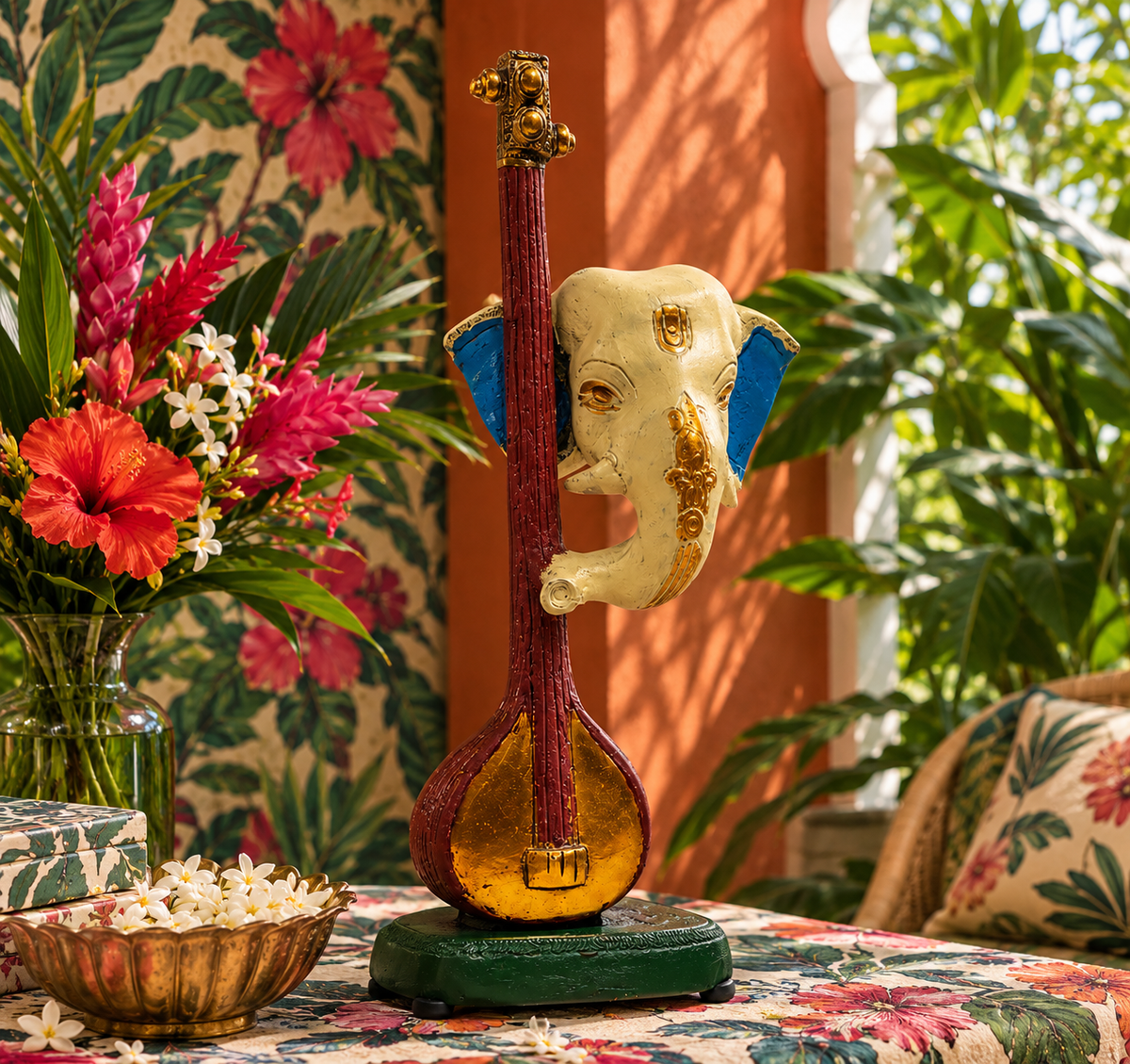 Veena Ganesh Idol - Brass