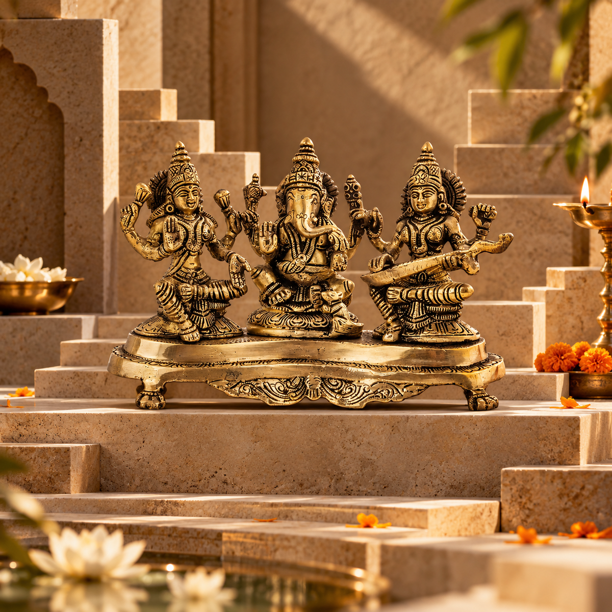 Ganesh Laxmi Saraswati - Brass