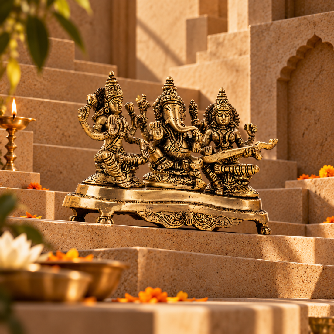 Ganesh Laxmi Saraswati - Brass