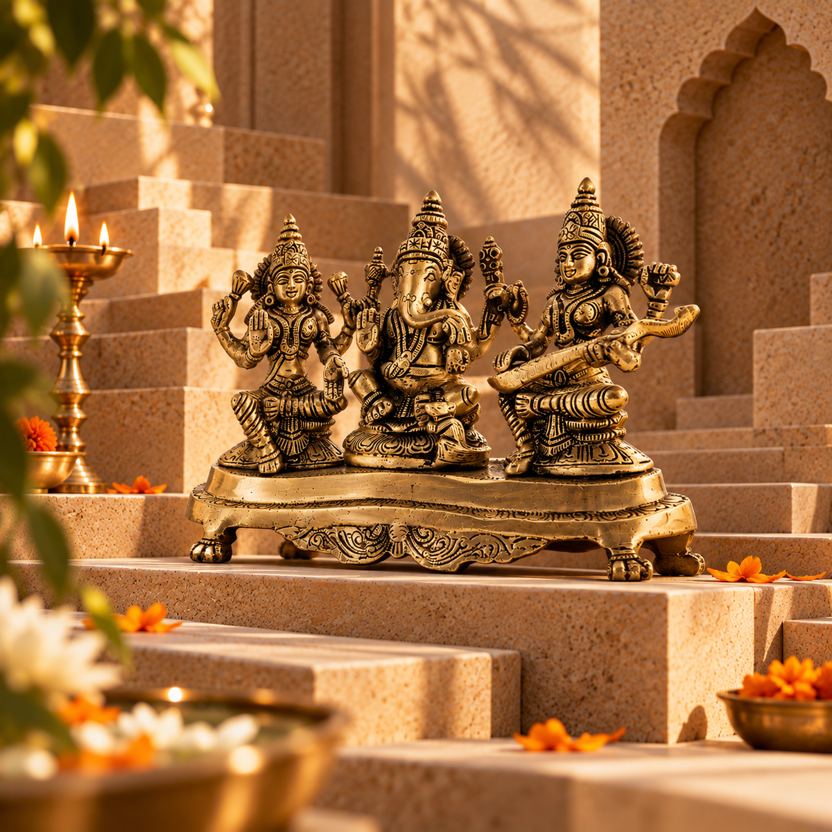Ganesh Laxmi Saraswati - Brass