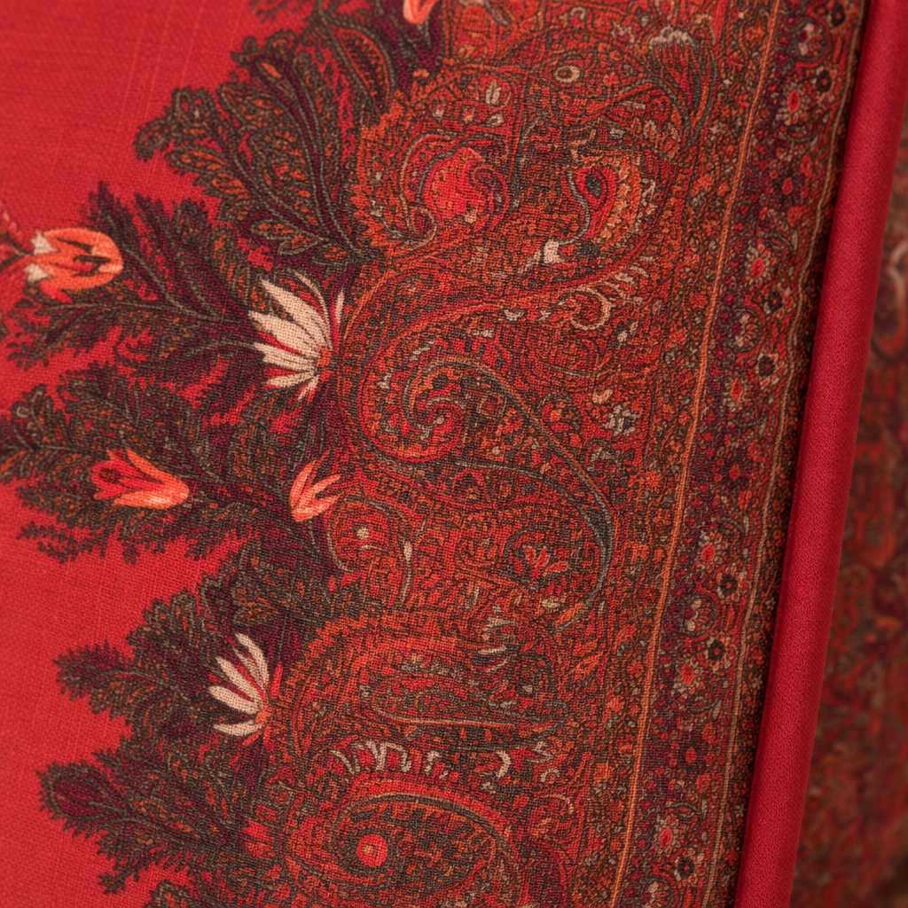 Jamawar Cushion - Tufted Center Button