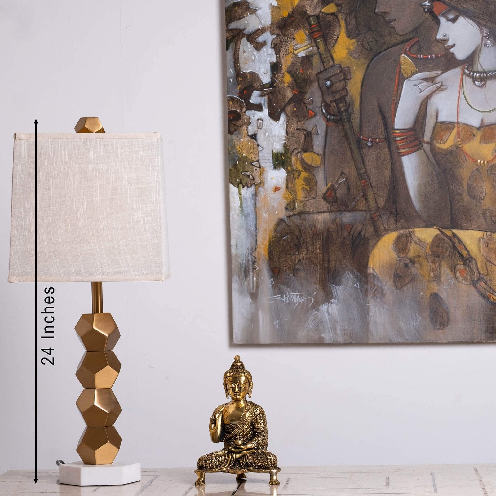 Buddha On Three Leg Base - Small in Brass