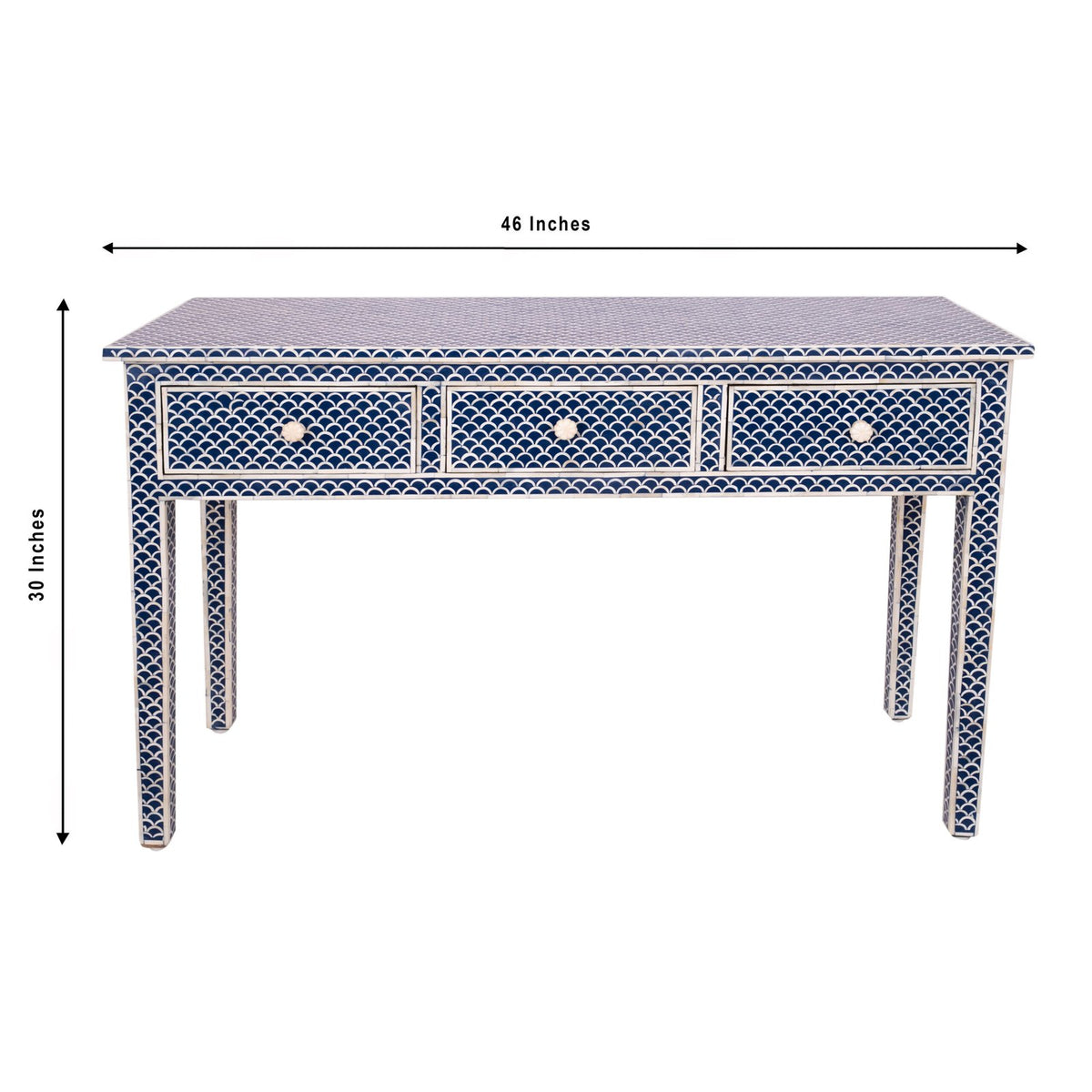 Bone Console Table - Blue in Wood and Inaly