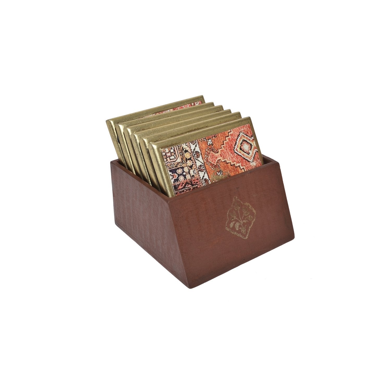 Serapi Collage Coasters - Set of Six in Wood