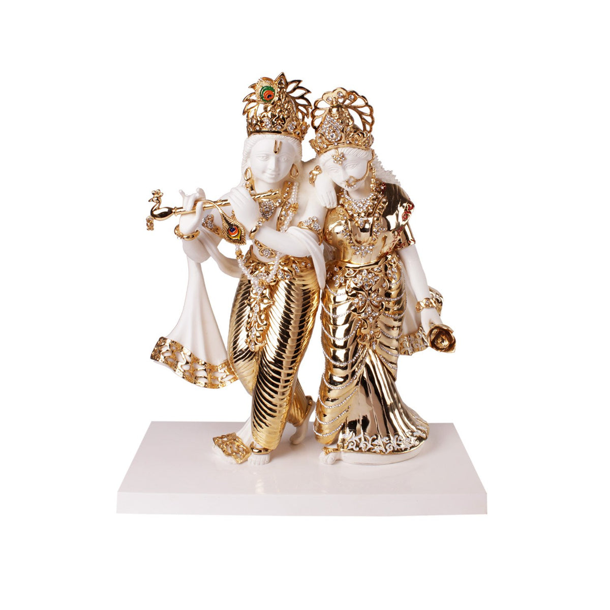 Kahna With Radha Idol - White in Resin and Gold Plated