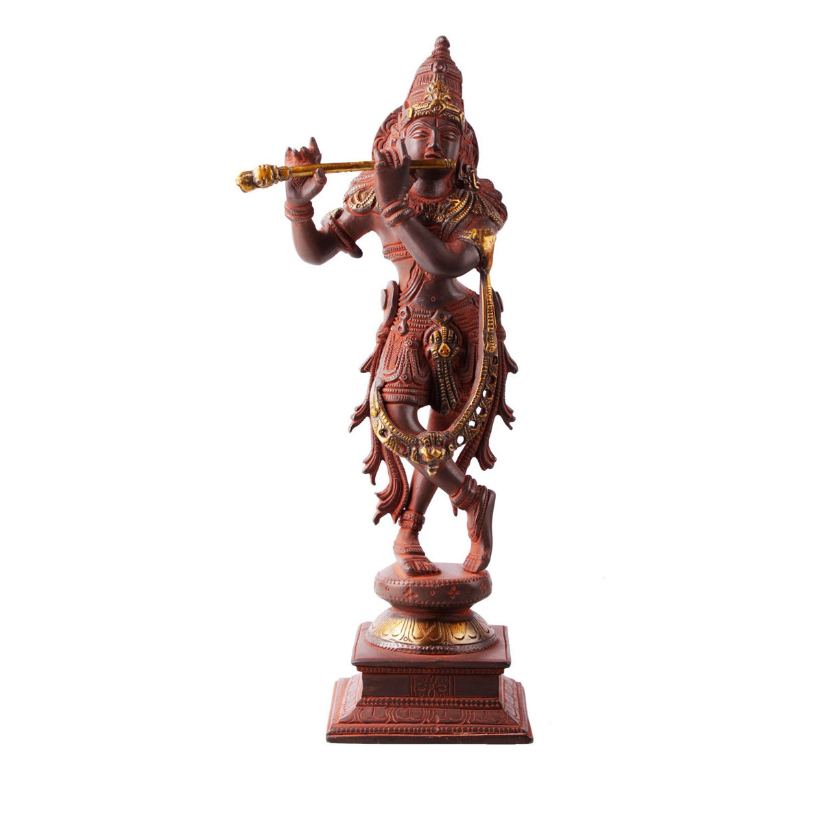 Krishna Idol - Red in Brass
