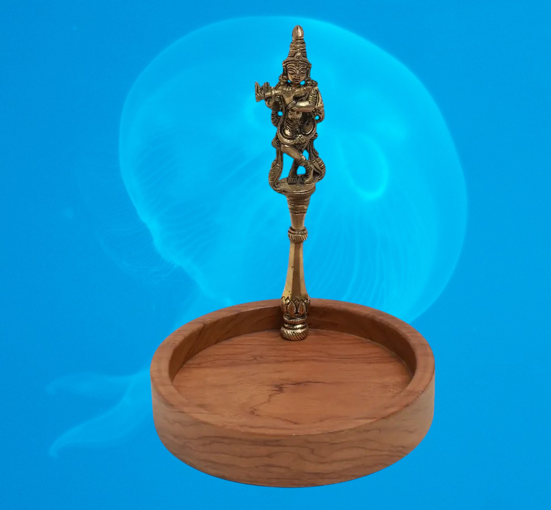 Krishna Platter - Brass and Wood