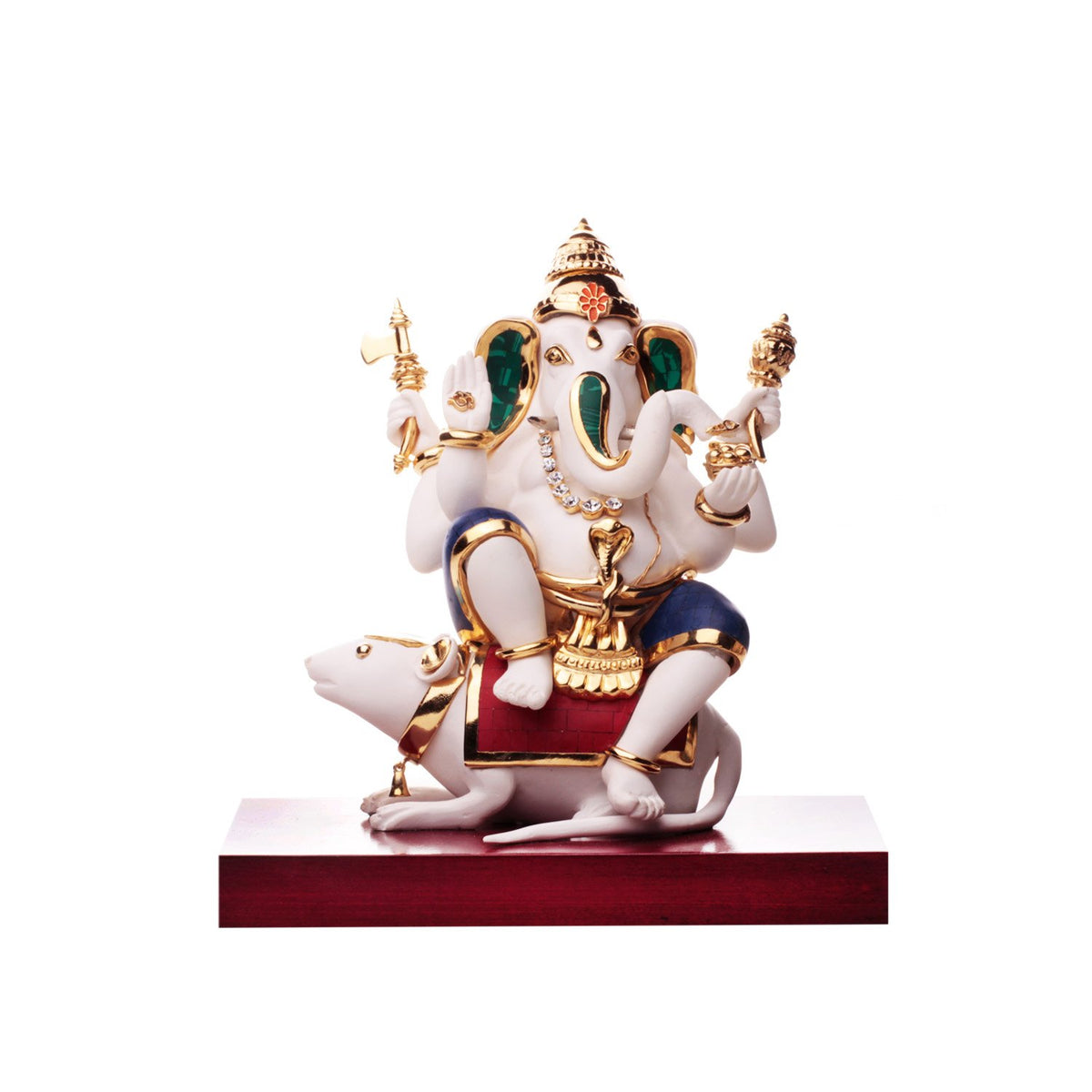 Vigneshwara Ganesh Idol - White in Mosaic and Gold Plated