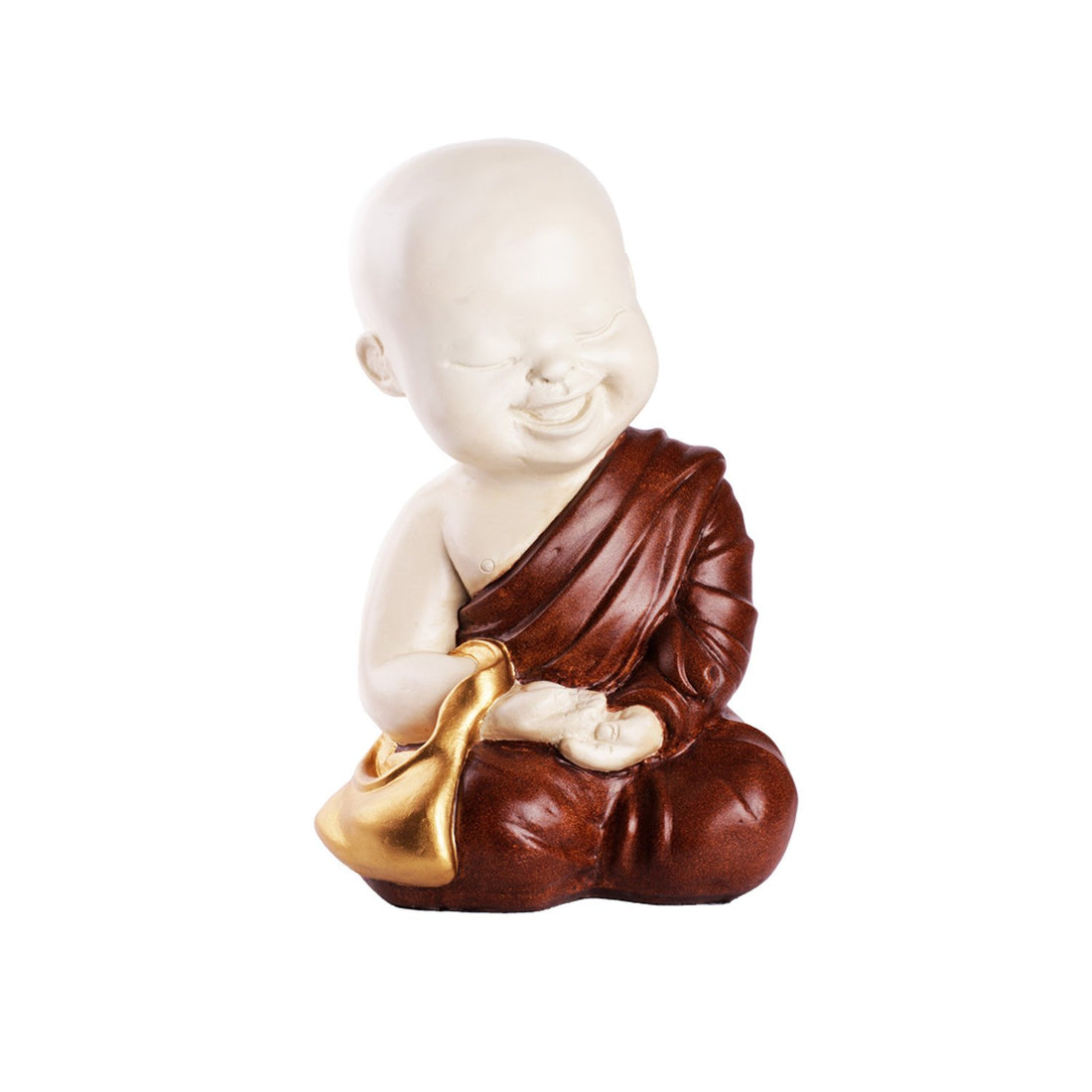 Contemplating Baby Monk - Large Brown in Composite Marble