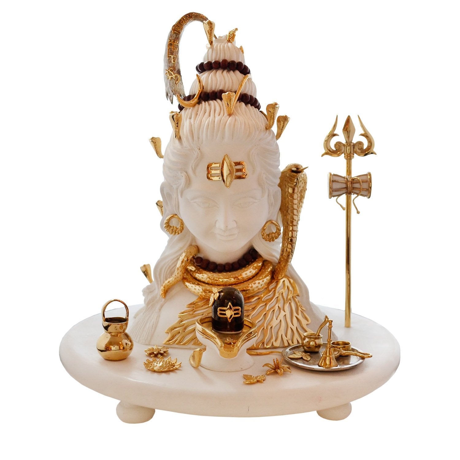 Shiv Ji Idol - White in Resin and Gold Plated