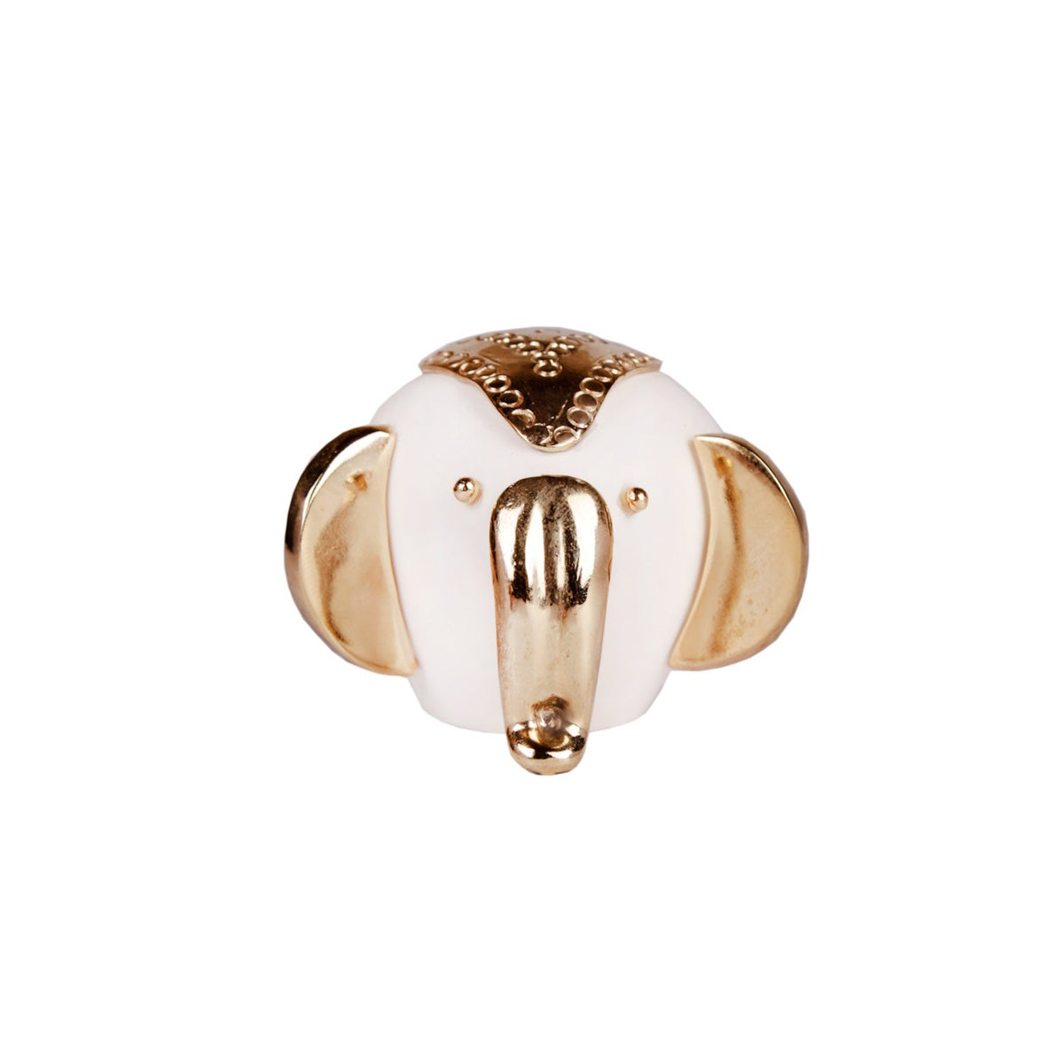 Elephant - Small White in Resin and Gold Plated