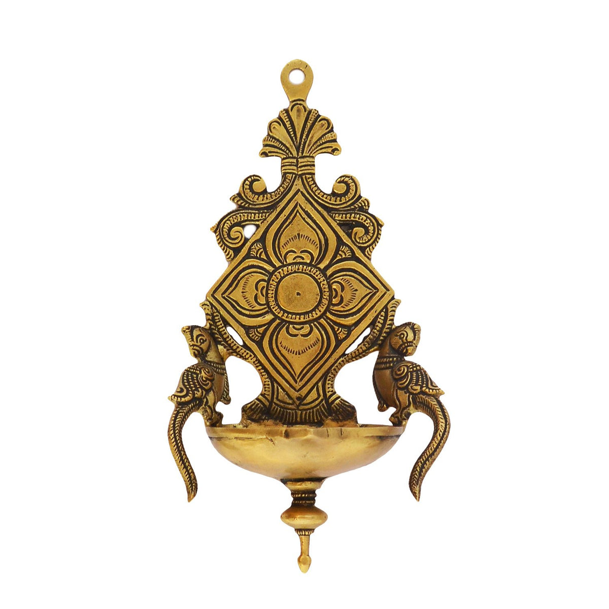 Twin Parrot - Wall Diya in Brass