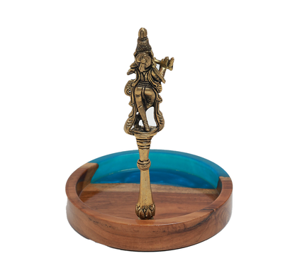 Krishna Neel Platter - Brass , Wood and Rsien