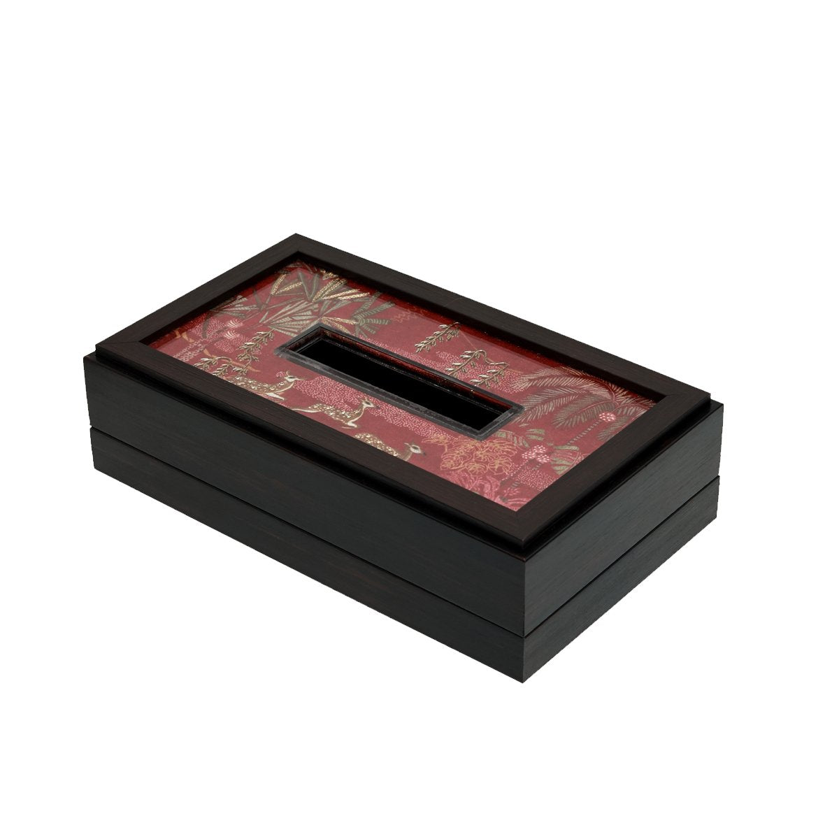 Odyssey Vanya Tissue Box Cover - Red in Wood and glass