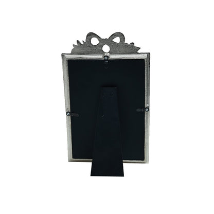 Bow Embellished Frame  - Silver in Metal 6" X 9"