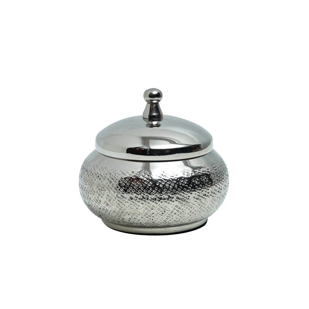 Embossed  Candle Jar - Silver in Metal