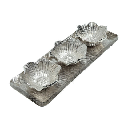Blossom Tray Set of 3 - Silver in Metal