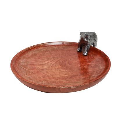 Bear Creek Wooden Catchall Tray - Cast Metal and  Wood