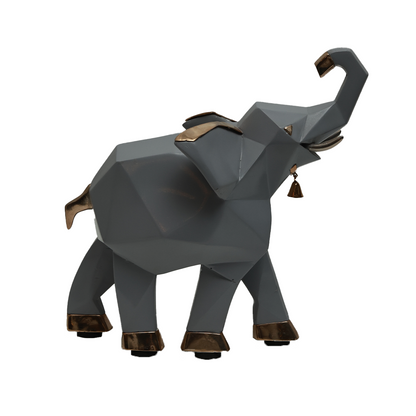 Elephant Decorative - Grey with  Gold Accents in Resin