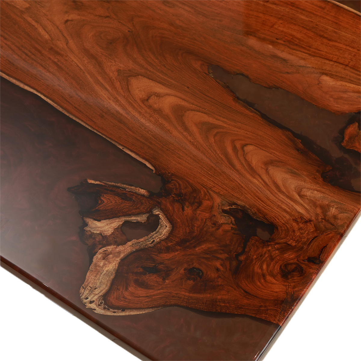 Grain &amp; Gloss Coffee Table - Teak Wood and Resin
