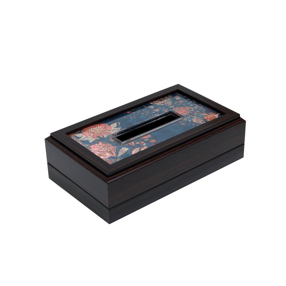 Gulposh Tissue Box Cover - Blue in Wood and Glass
