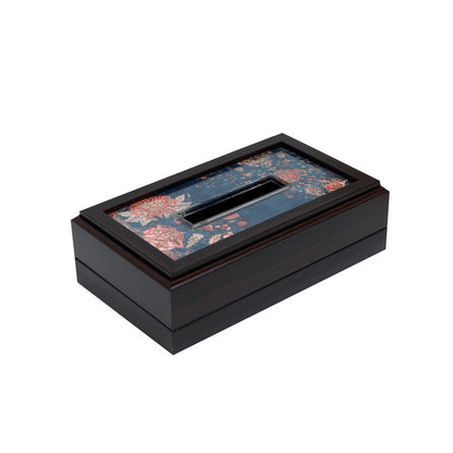 Gulposh Tissue Box Cover - Blue in Wood and Glass