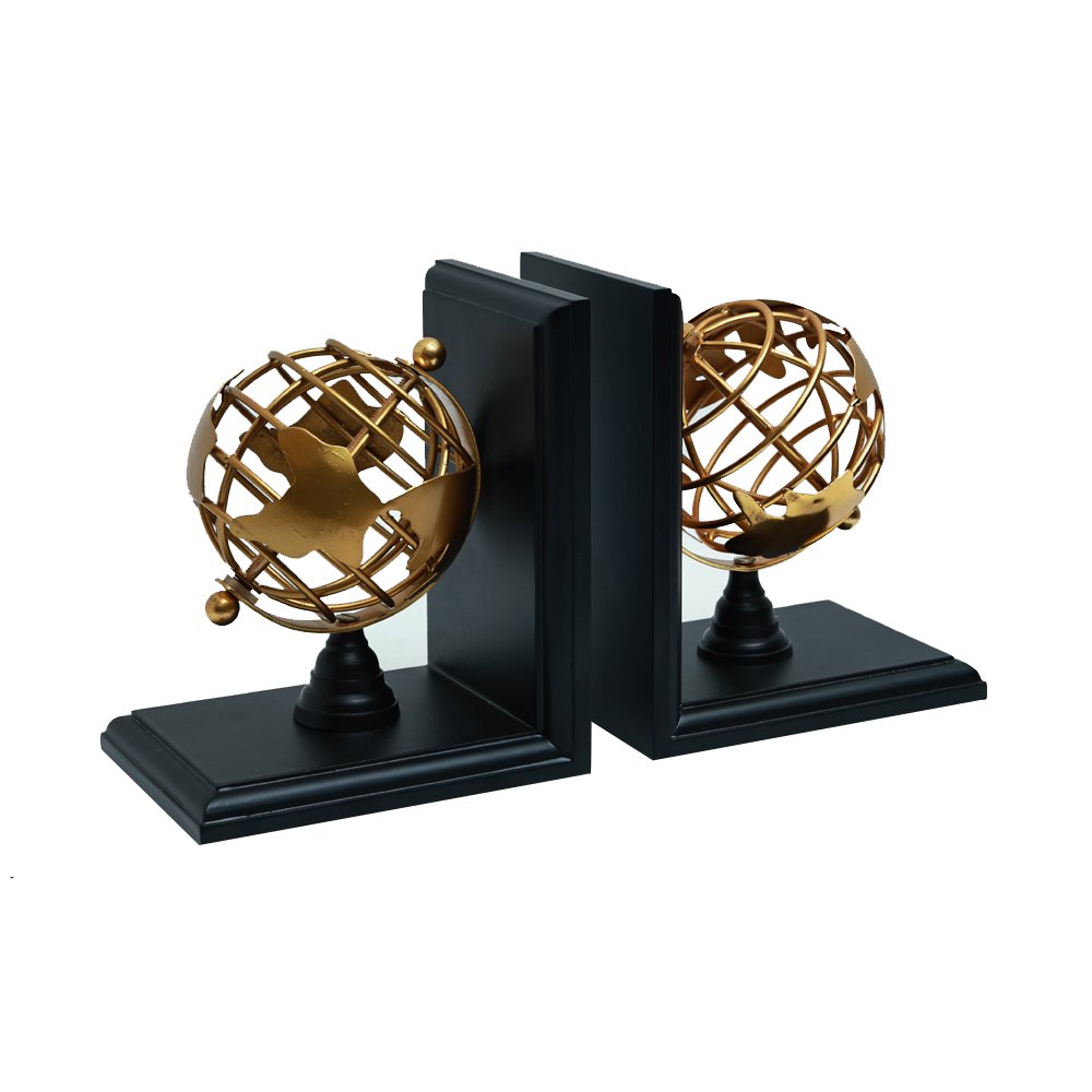Globe Bookends - Gold in Metal