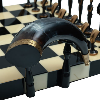 Roman Chess - Black and white in Bone Inlay and  Brass
