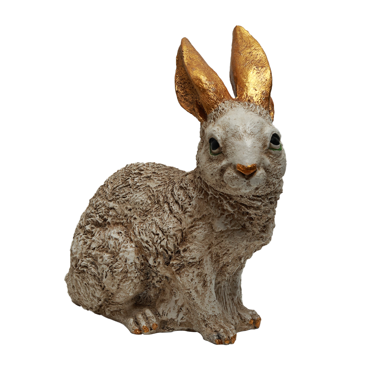 Eared Sitting Rabbit Decorative - Gold in Resin