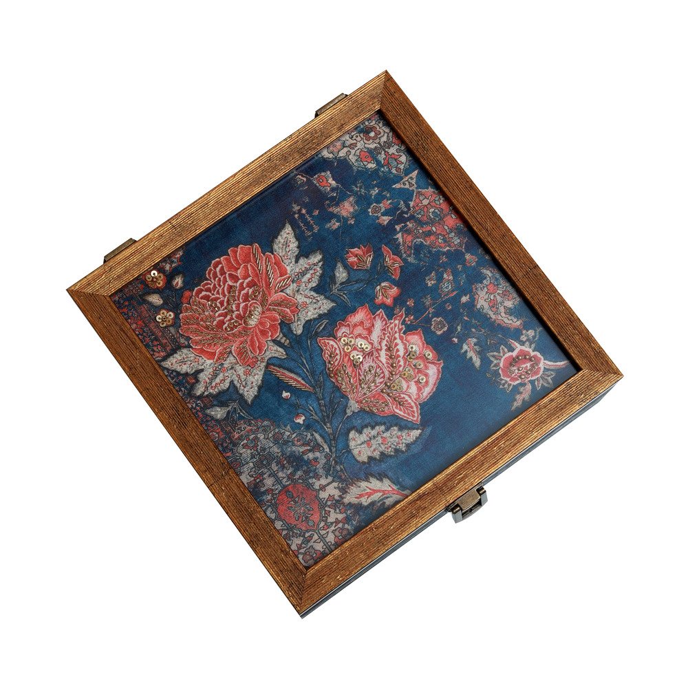 Gulposh Box - Square Blue in Wood and Glass