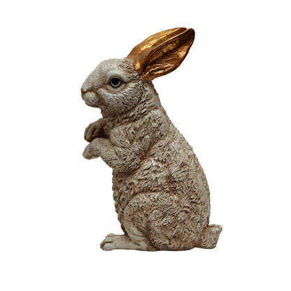 Eared Rabbit Decorative - Gold in Resin