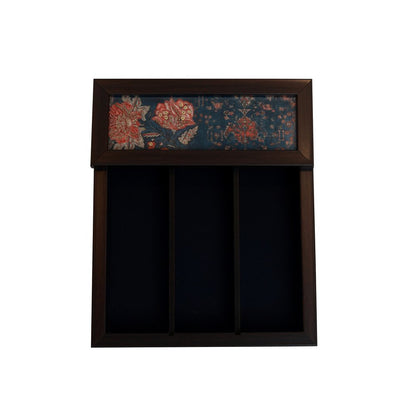 Gulposh Cutlery Box - Blue in Wood and Glass