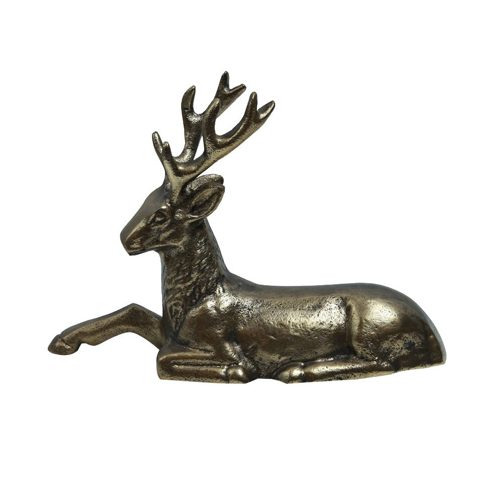 Resting Stag in Antique -  Gold in Metal