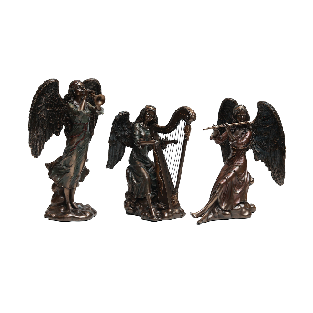 Angel with Harp - Gold in Resin
